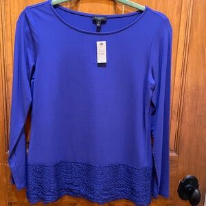 NWT! Talbot's Long Sleeve Blouse with Lace Detail